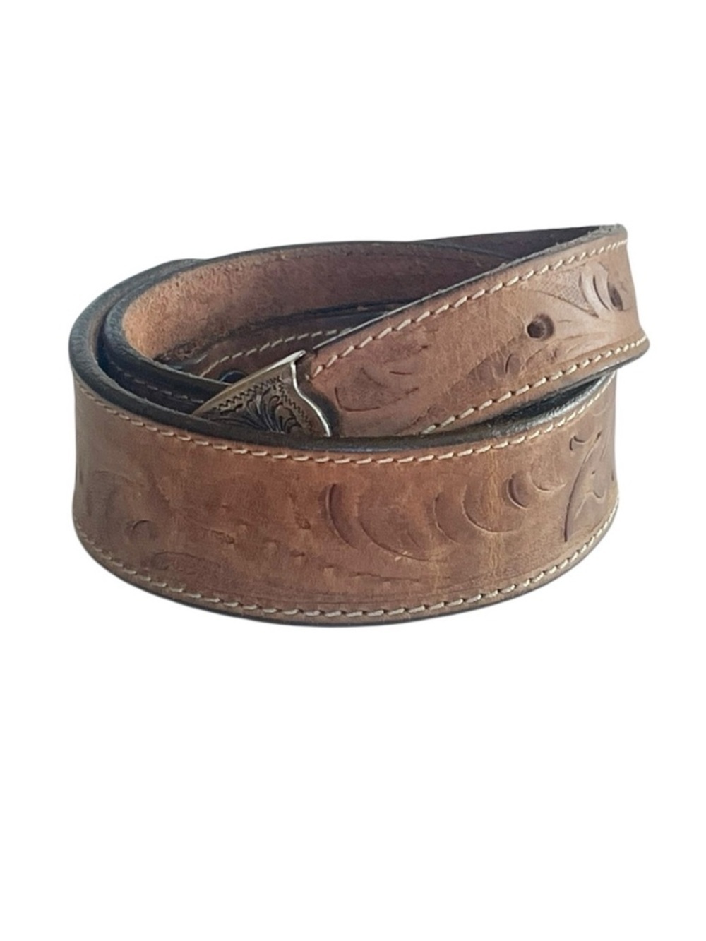 Vintage Tony Lama 30 Genuine Leather Brown Supple Western Belt